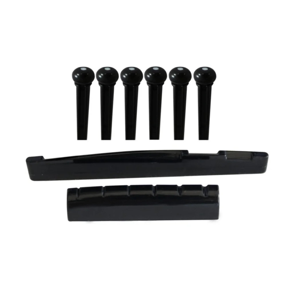 

Acoustic Guitar Plastic Bridge Saddle Nut Black Replacement Parts Durable Guitar Accessories for Professional Players