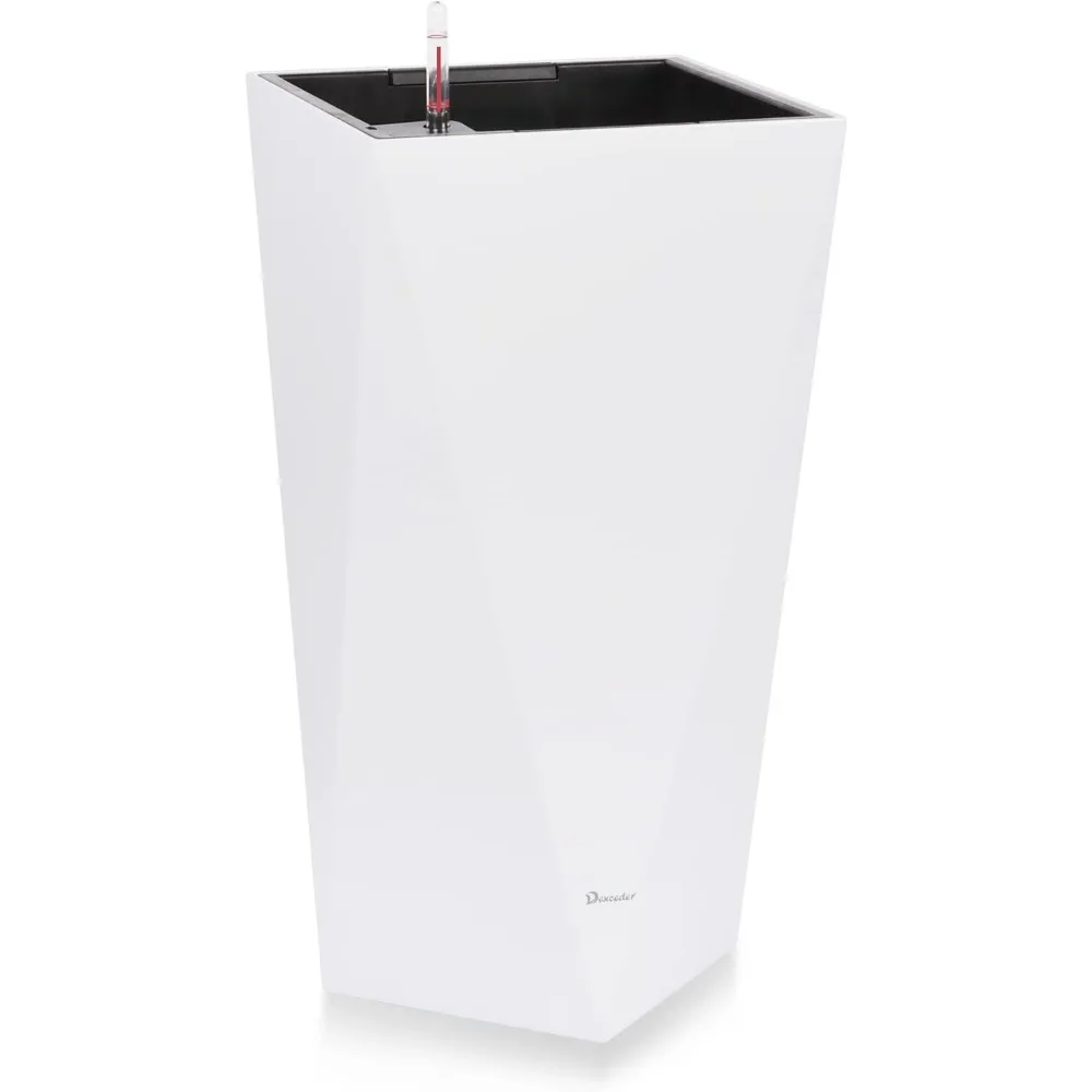 

24 Inches Tall Self Watering Planter Diamond High Gloss Indoor Outdoor, Thickened Rhombus Large Floor Standing Flower P