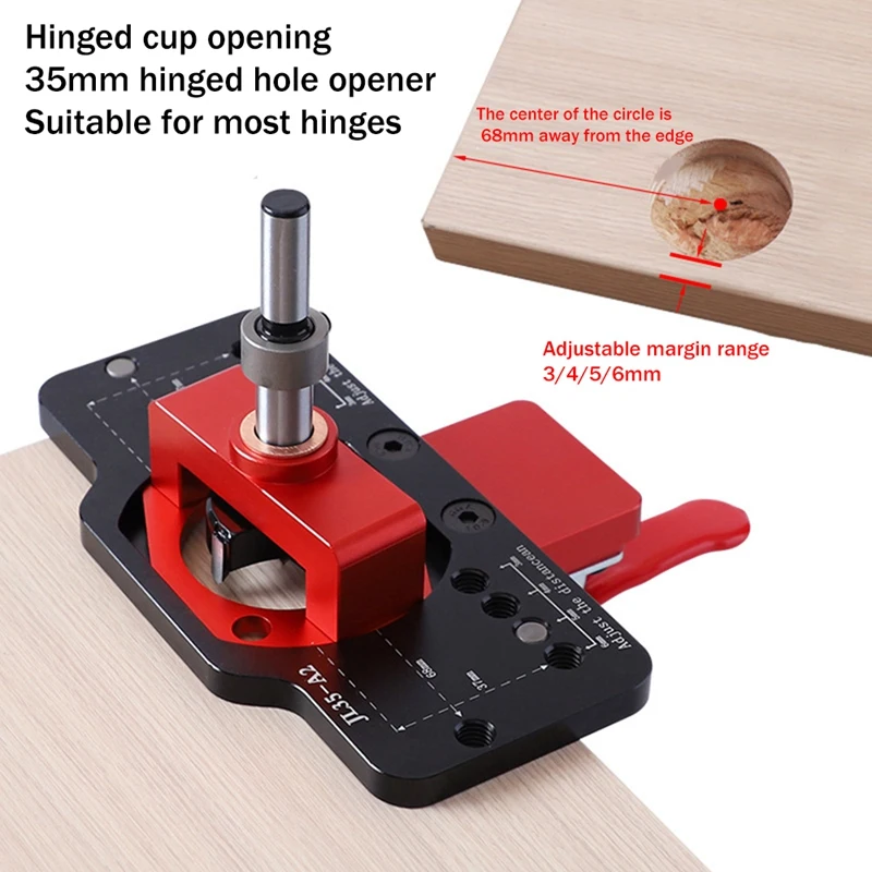 Cabinet Hinge Jig Kit Aluminum Alloy Hole Opener Tool 35Mm For Face Frame Cabinet Cupboard Door Hinges