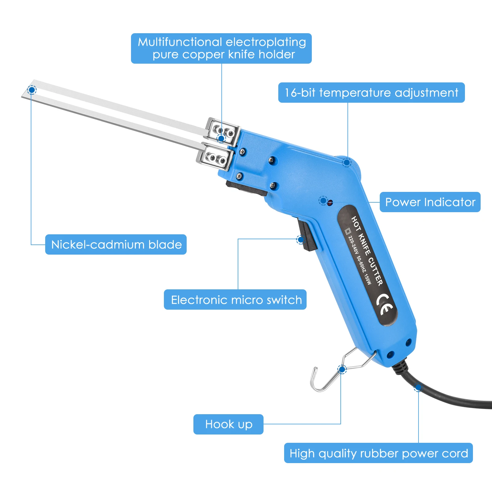 Electric Hot Knife Foam Cutter Grooving Cutter with Slotted Sledge Tool Kits 220V UK