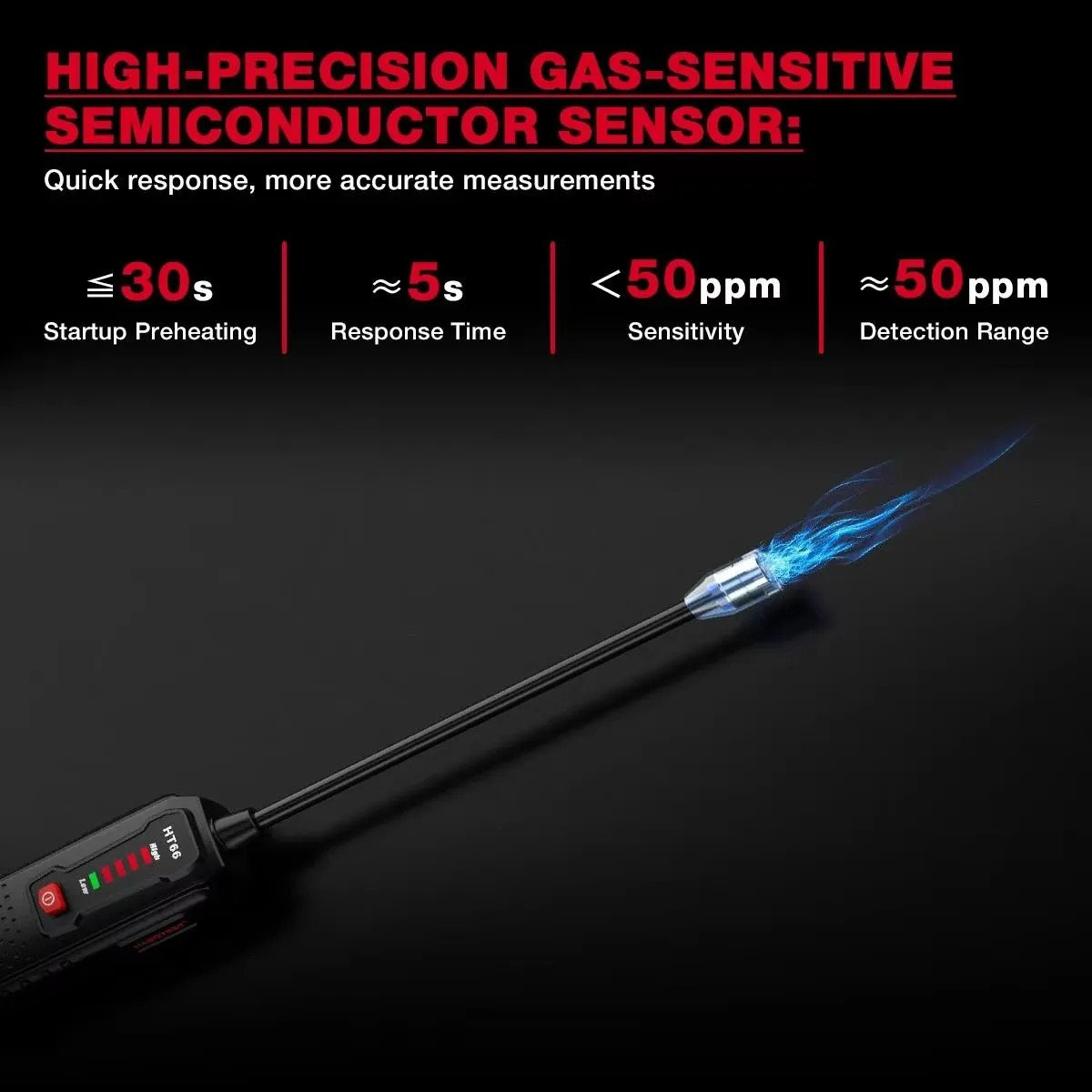 HABOTEST HT66 Mini Gas Detector Portable Combustible Leak Tester High Precision Sensor Audible Visual Alerts Low Battery Alert