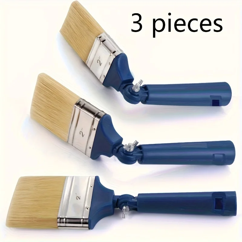 Adjustable Angle Professional Paint Brush Set - Plastic Fiber Brushes For Fences And Walls, Multi-Functional 3pcs Set, Suitable