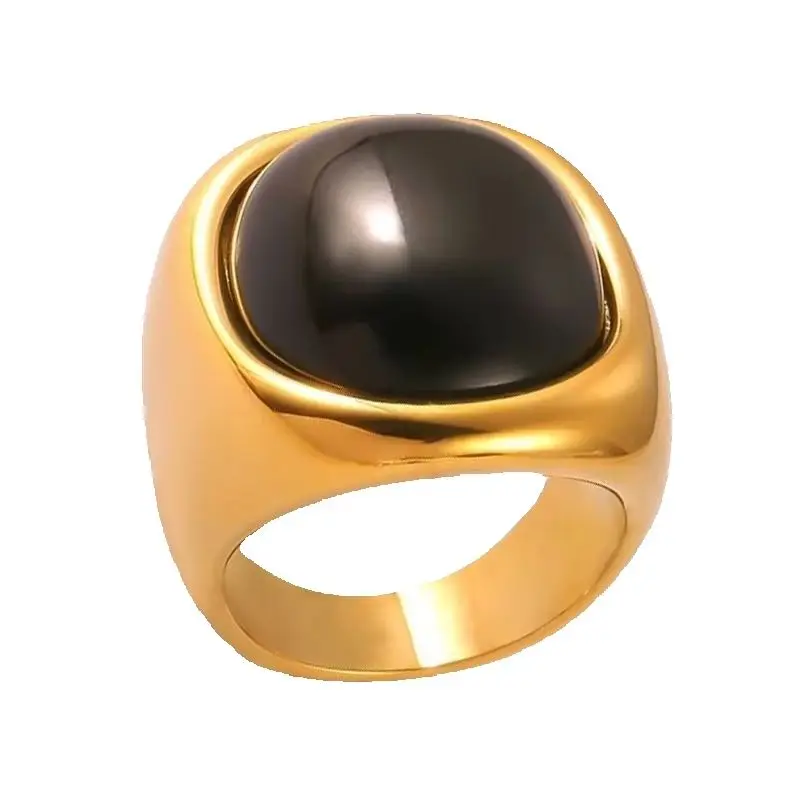 Luxury Stainless Steel Rings For Women Girl Zircon Black Agate Stripe Women Rings Wedding Bands Round Anillos Waterproof Jewelry