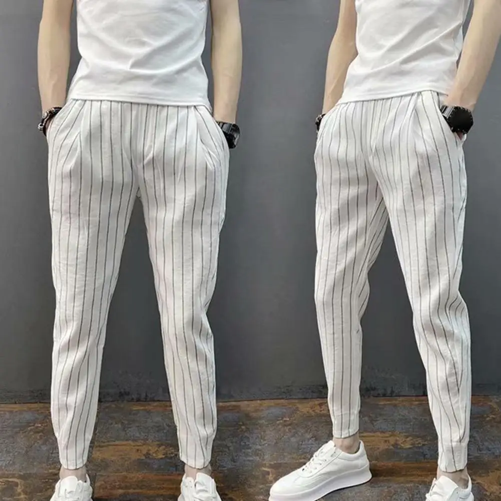 

Stylish Stretch Mid Waist Harem Pants Washable Men Harem Pants Stretch Ankle Tied Pencil Pants for Daily Wear