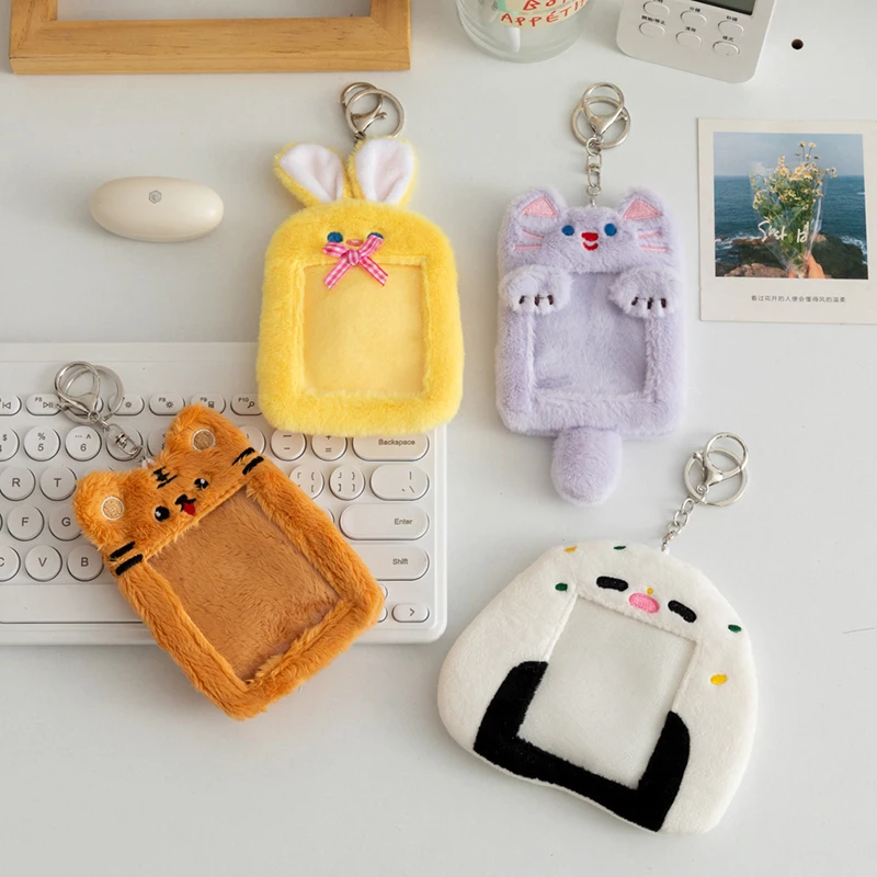 Cartoon Animal Characters Plush Album Card Holder Bus Card Bank ID Card Protective Display Sleeves Backpack Pendant Gifts