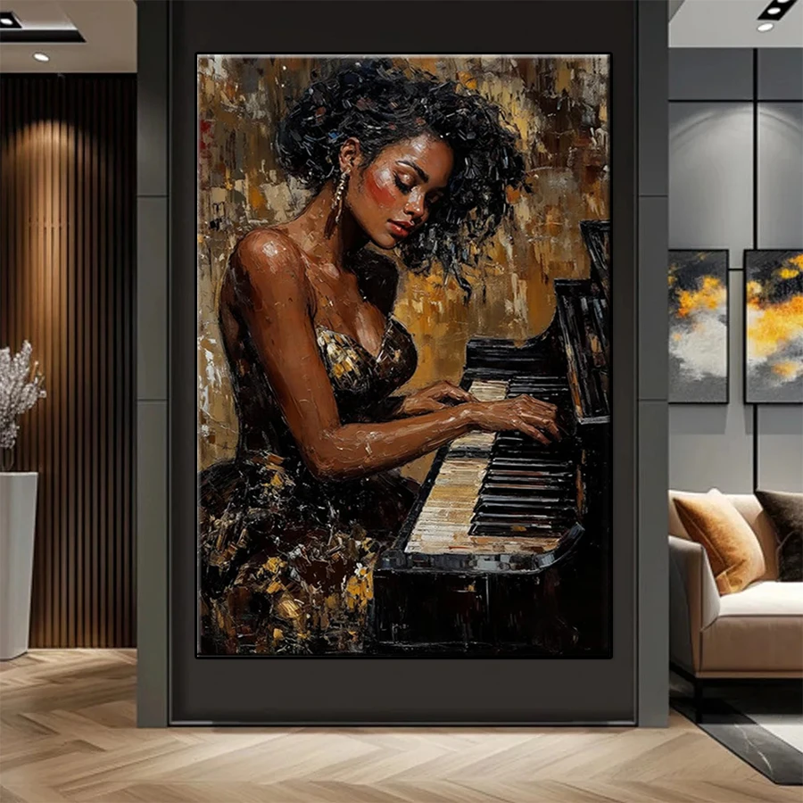 

DIY Diamond Painting Kit New Jazz Black Culture Piano Performance Diamond Mosaic Full Drill Embroidery Handmade Hobby