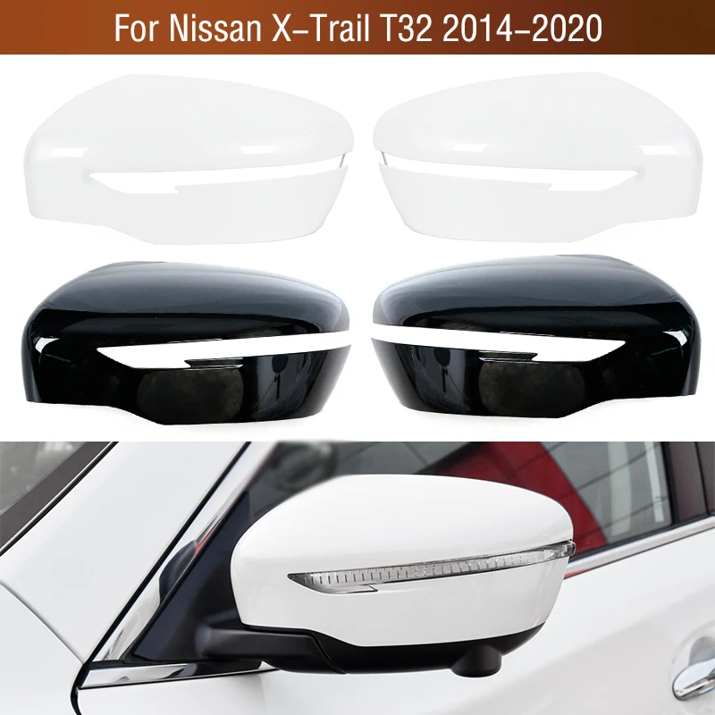 White Black For Nissan X-Trail XTrail T32 2014-2020 Exterior Rearview Side Mirror Cover Cap Lid House
