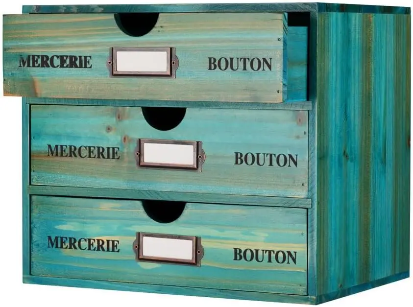 

Wooden Storage Box Rustic Desktop Organizer With 3 Drawers Office Desk Accessories Shelf Large Craft Storage Containers