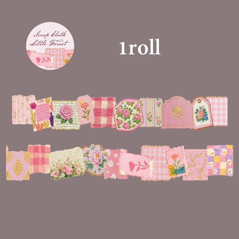Mr Paper Scrap Cloth Little Forest Washi Tape, 200cm Stoffen Textuur Afplaktape Rol voor Junk Journaling Scrapbook DIY