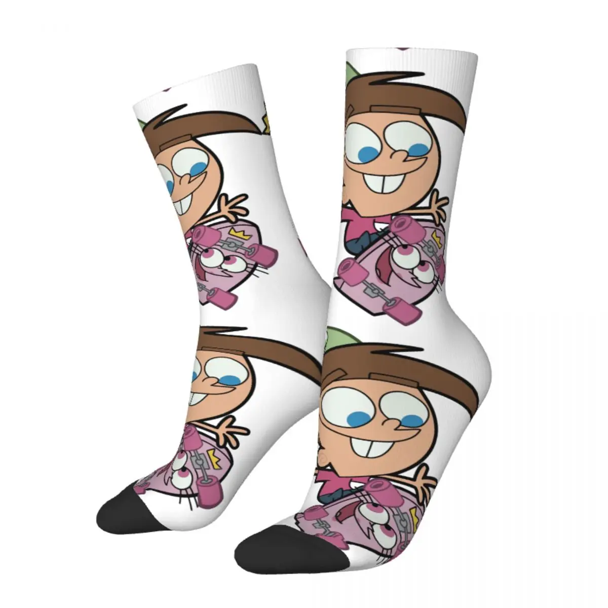 Hip Hop Retro Skater Timmy Crazy Men's Socks Unisex The Fairly Odd Parents Street Style Pattern Printed Crew Sock Boys Gift