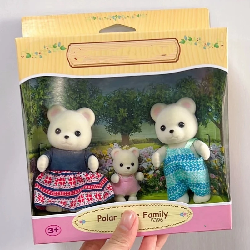 정품 인기 일본 숲 가족 애니메이션 피규어 코튼 귀여운 세트, 북극곰 가족 장식, 생일 선물 장난감 인형