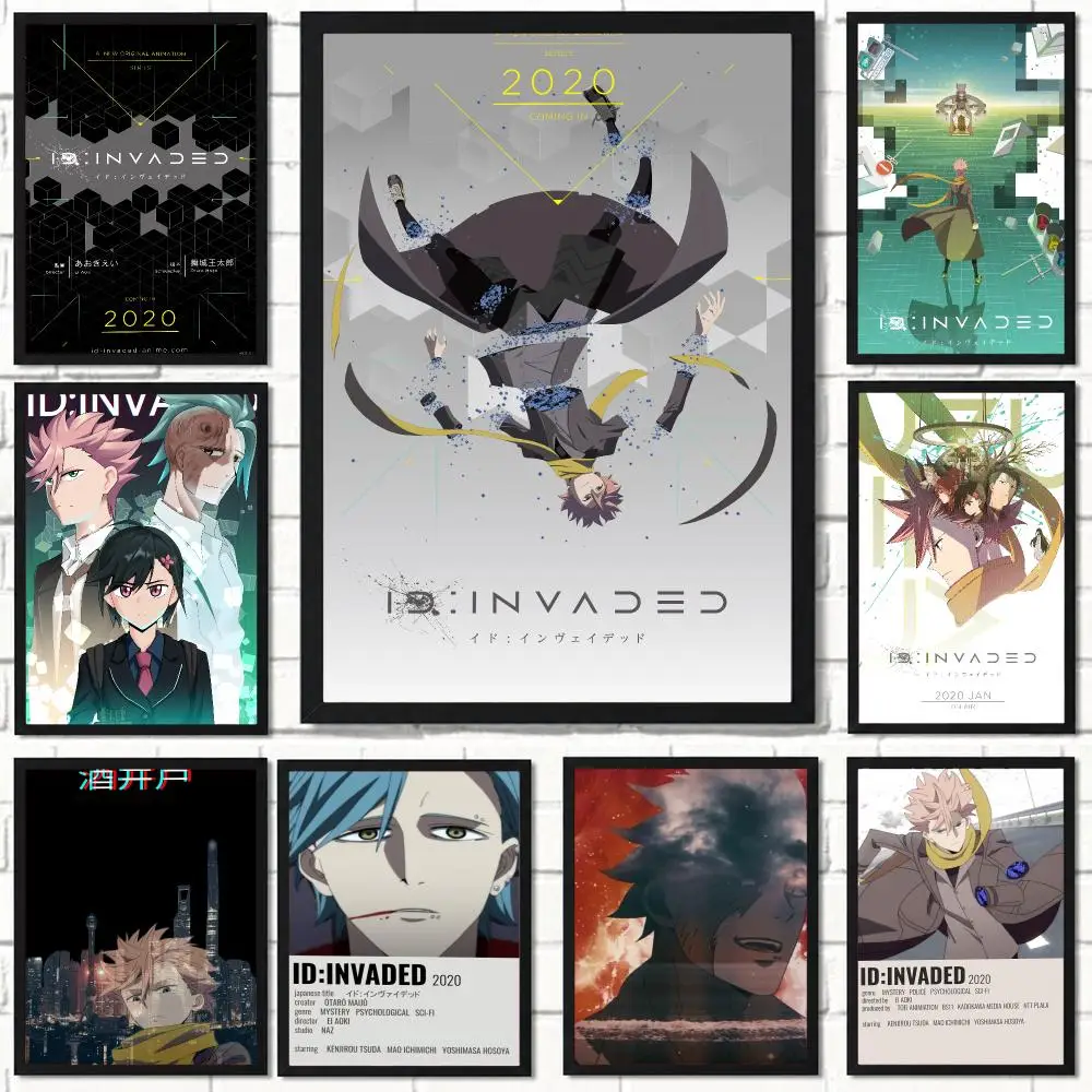 anime I-ID INVADED-D Poster Self Adhesive Wall Decor for Modern Home Cafe Office and Bar