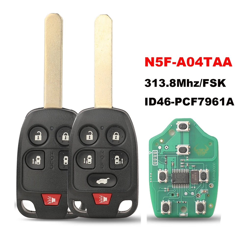 jingyuqin New N5F-A04TAA Remote Car Full Key For Honda Odyssey 2011 2012 2014 Complet 313.8Mhz FSK ID46-PCF7961A