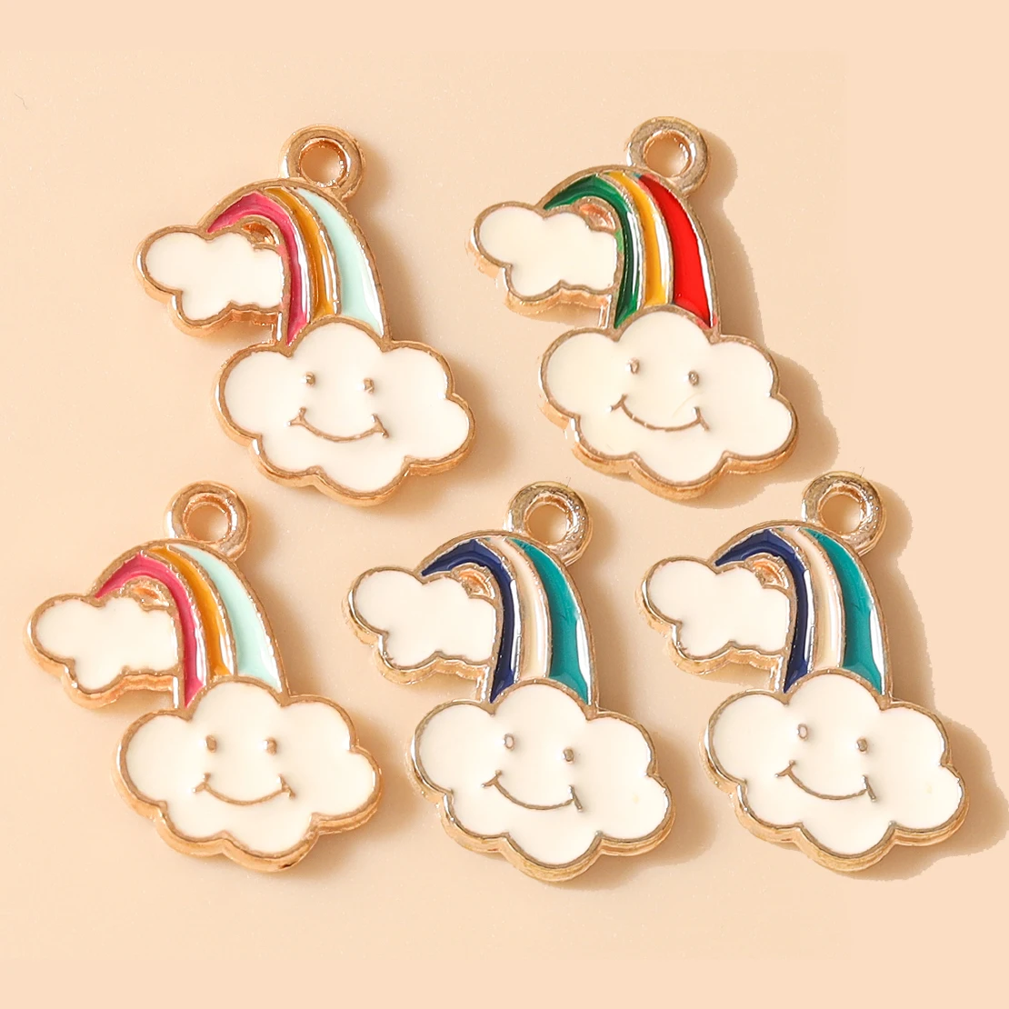 Leslie 10 Stück Mix Niedliche Emaille-Stern-Wolken-Regenbogen-Anhänger für DIY Armband Halskette Ohrringe Schmuckherstellung Handgemachtes Kunsthandwerk – Detail 29