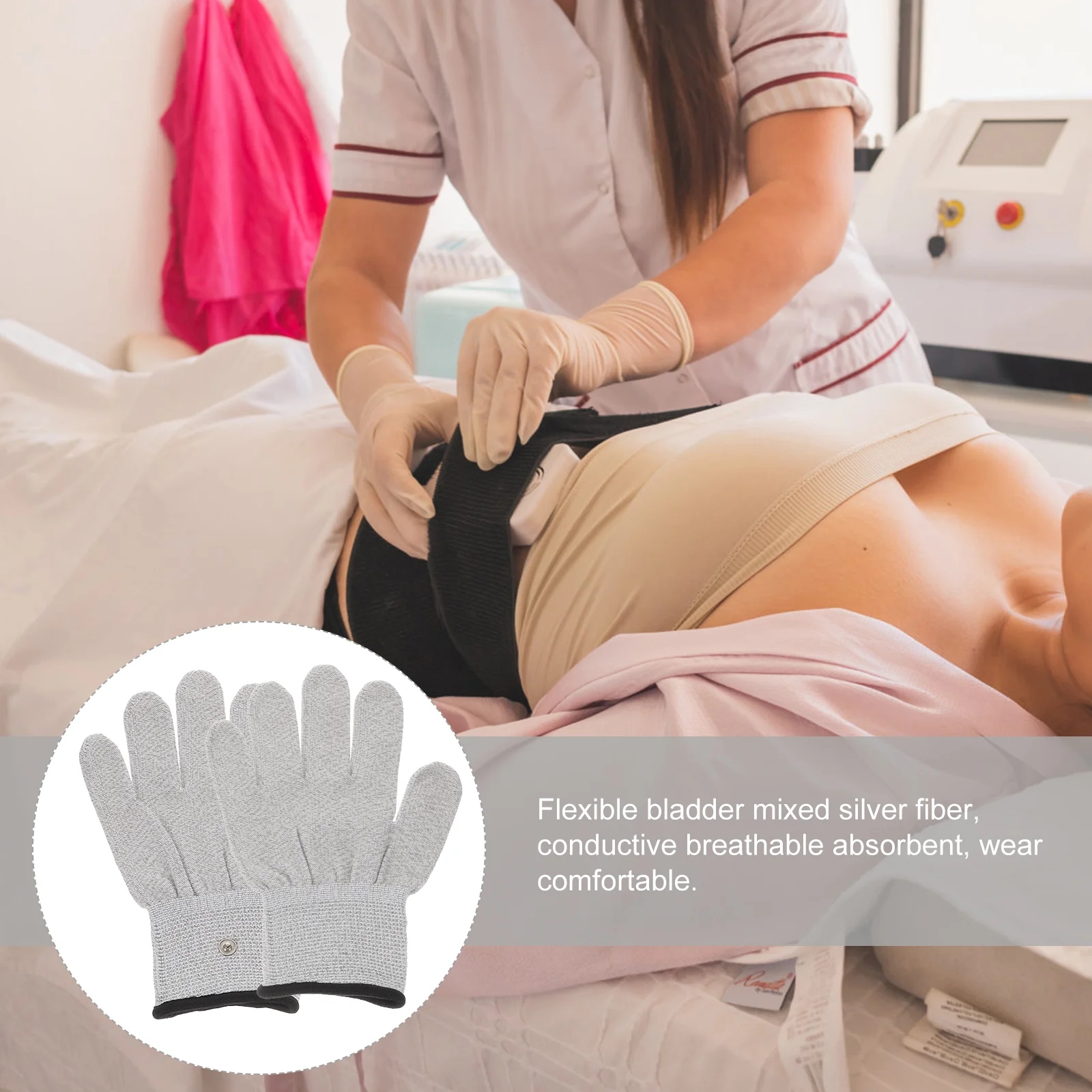 Guantes Electroterapia Fisioterapia Cable Conectores Cinta Pegatinas Manoplas Eléctricas