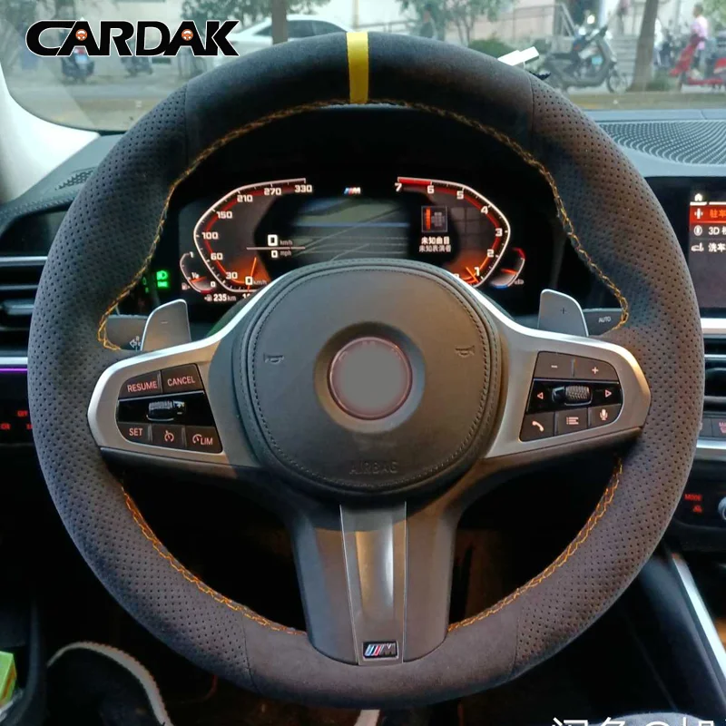 CARDAK Black Artificial Leather Car Steering Wheel Cover for BMW M Sport G20 G21 F40 F44 G22 G23 G30 G31 G32 G11 G12 G14 G15 G16