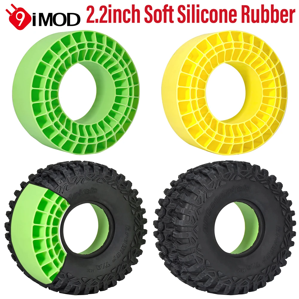 9IMOD 4 stuks Siliconen Rubber Inserts 2.2 "Banden Super Zachte Wielbanden 123*45MM Voor 1/7 1/8 1/10 Afstandsbediening Klimmen Auto