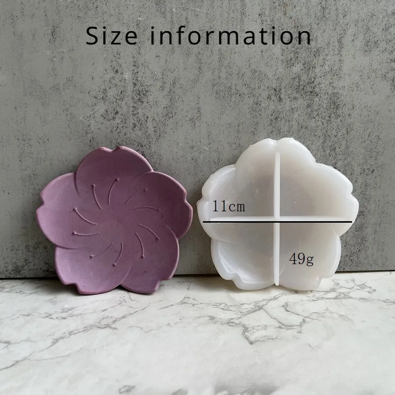 Petal Flower Tray Silicone Mold Sakura Jewelry Storage Tray Gypsum Resin Concrete Plaster Coaster Mold Craft Decoration Tools