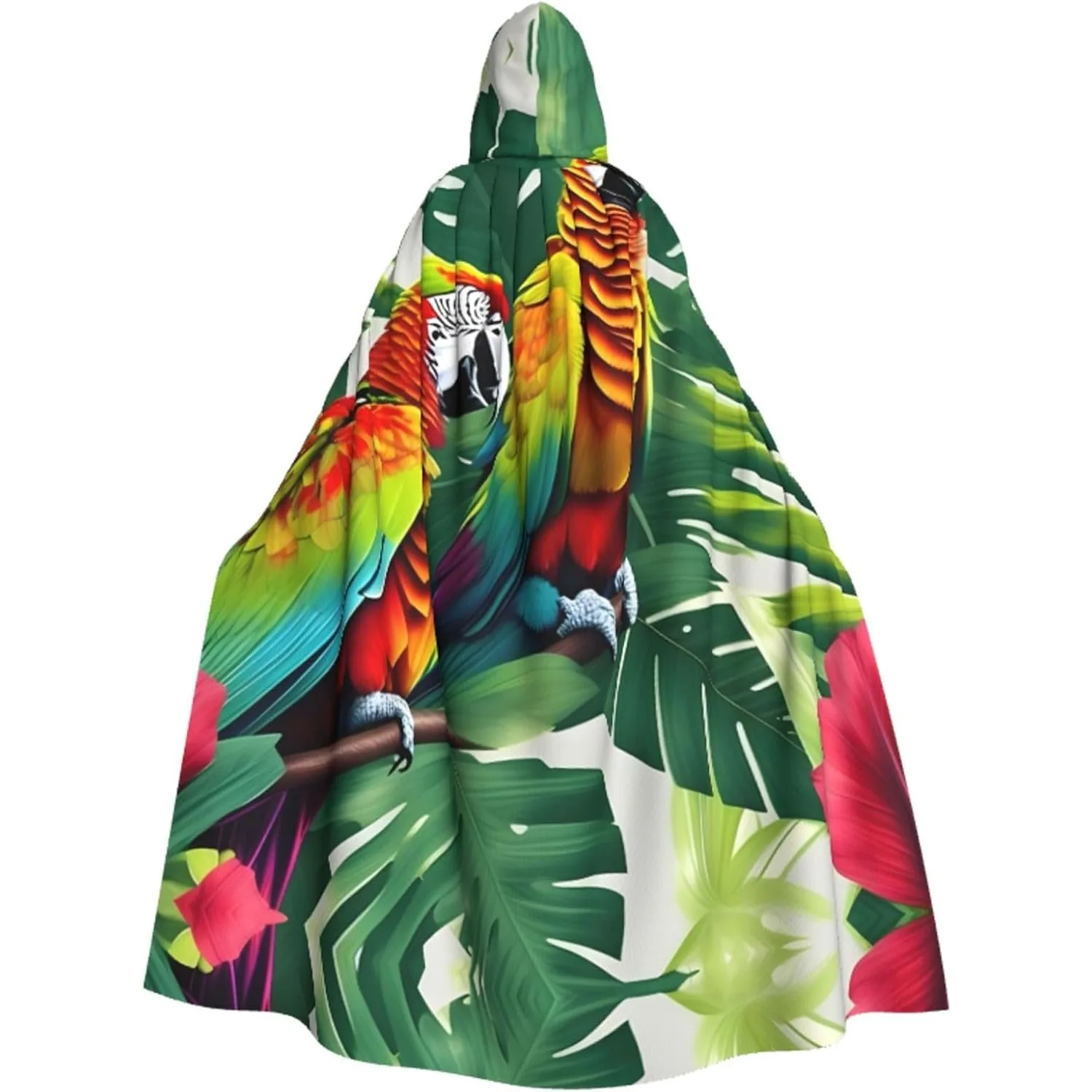 

Мужской плащ на Хэллоуин с тропическим цветком и листом попугая, накидка с капюшоном, плащ эпохи Возрождения для взрослых, косплей, плащ ведьмы, накидка