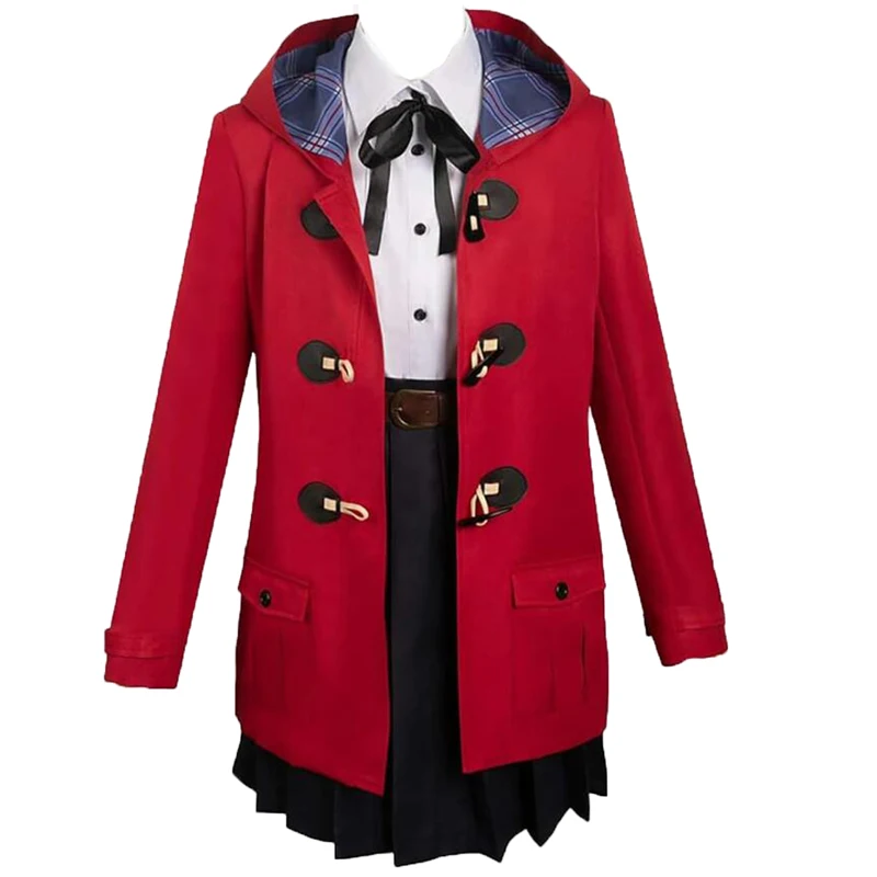 Anime NINA ISERI Costume Womens Suit Red Coat Party Dress Tomo Ebizuka Uniform Halloween Christmas Outfit Cusotm