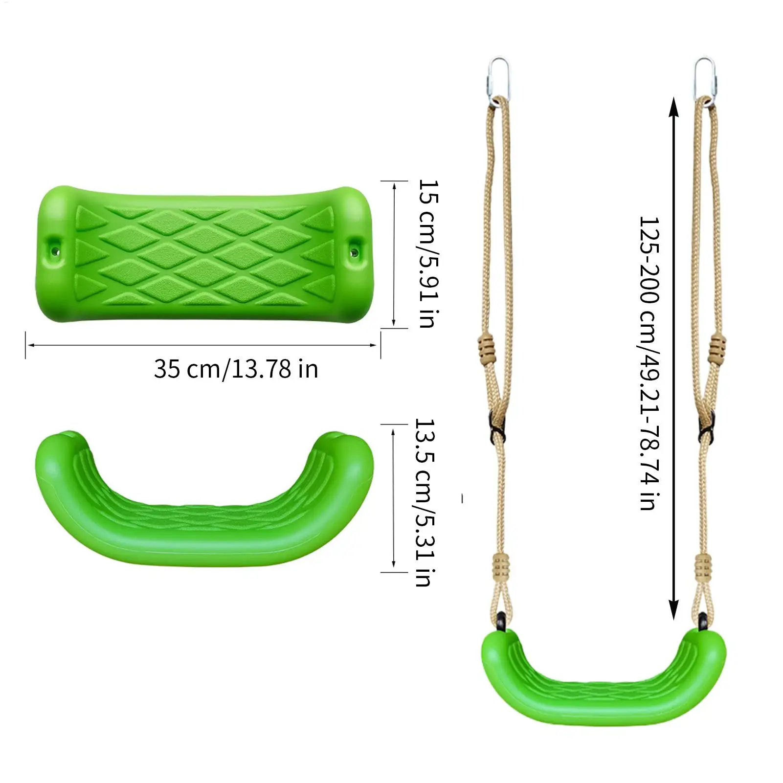 Columpio para chico, columpios para exterior, cuerda ajustable, asiento de hamaca, trapecio antideslizante para Patio, guardería, patio trasero, playa, porche