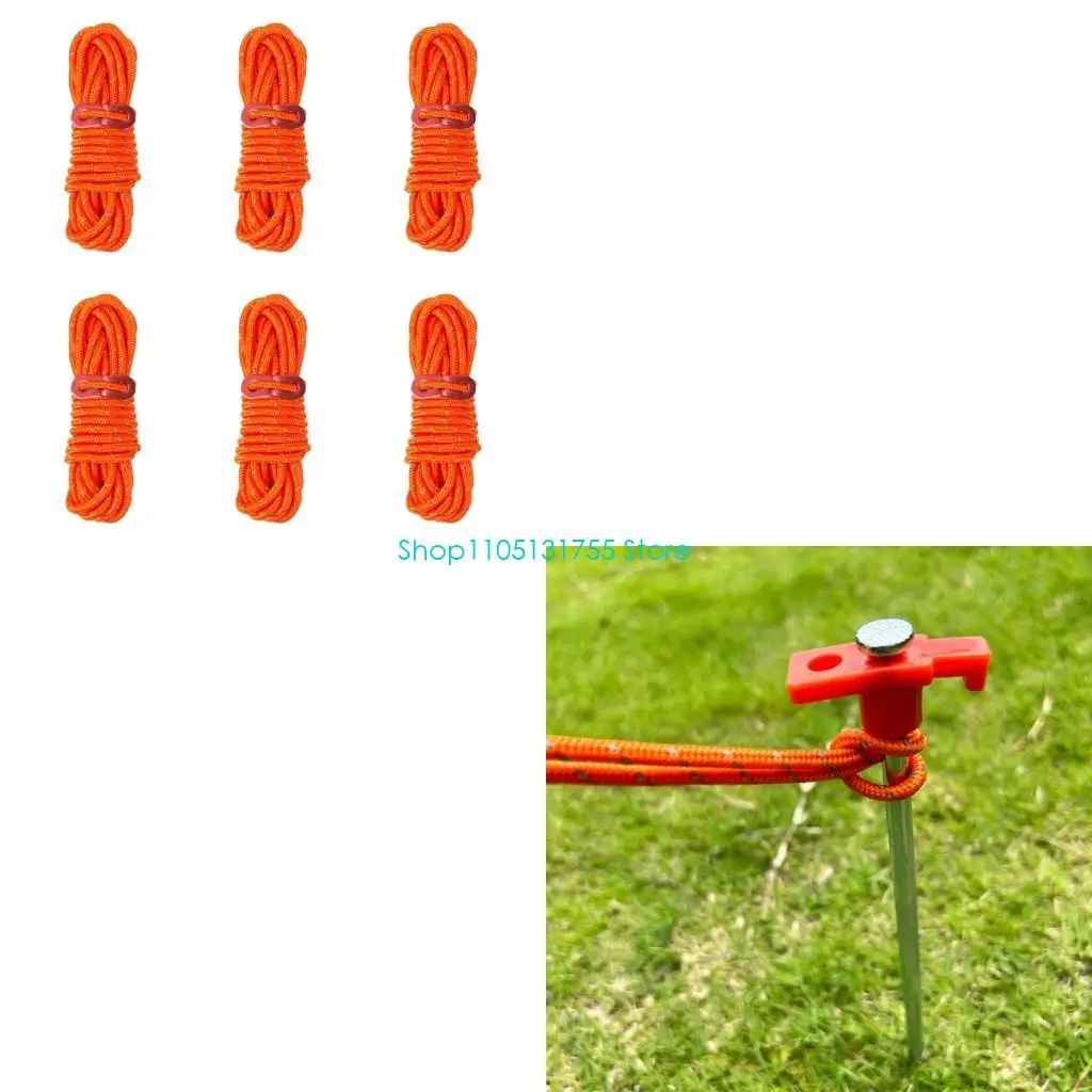 K0EF 400cm Reflective Tent Cord Guyline Set with Adjusters for Tarps & Canopy Setups