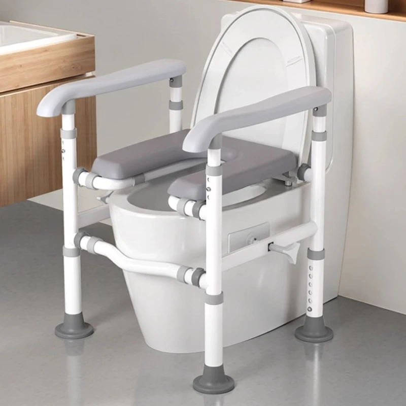 Toilet Safety Rails, Bathroom Safety Frame for Elderly, Pregnant, Disabled, Adjustable Height Raised Toilet Seat Toilet Support
