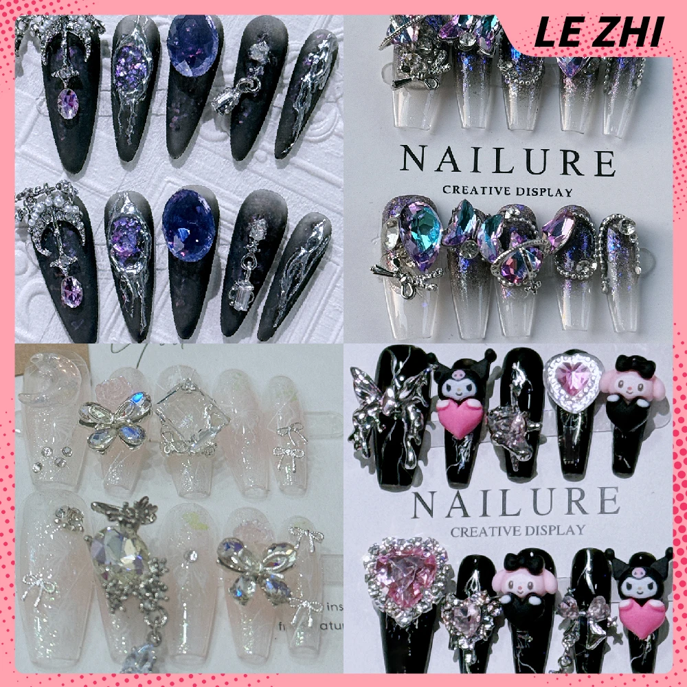 Fashion Handmade Fake Nails Chinese Style Mymelody 3D Stereo Butterfly Decor Detachable Reusable Full Cover Nail Graduation Gift