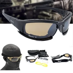 Occhiali tattici Daisy Occhiali da sole Occhiali da sole da uomo Kit da 4 lenti Occhiali da gioco di guerra da uomo per sport all'aria aperta Escursionismo Tiro