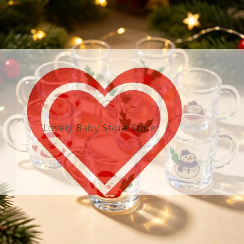 【BS】10Pcs Miniature Christmas Mug Dollhouse Santa Snowman Pattern Small Handle Cup For Party Home Tabletop Decor Gift