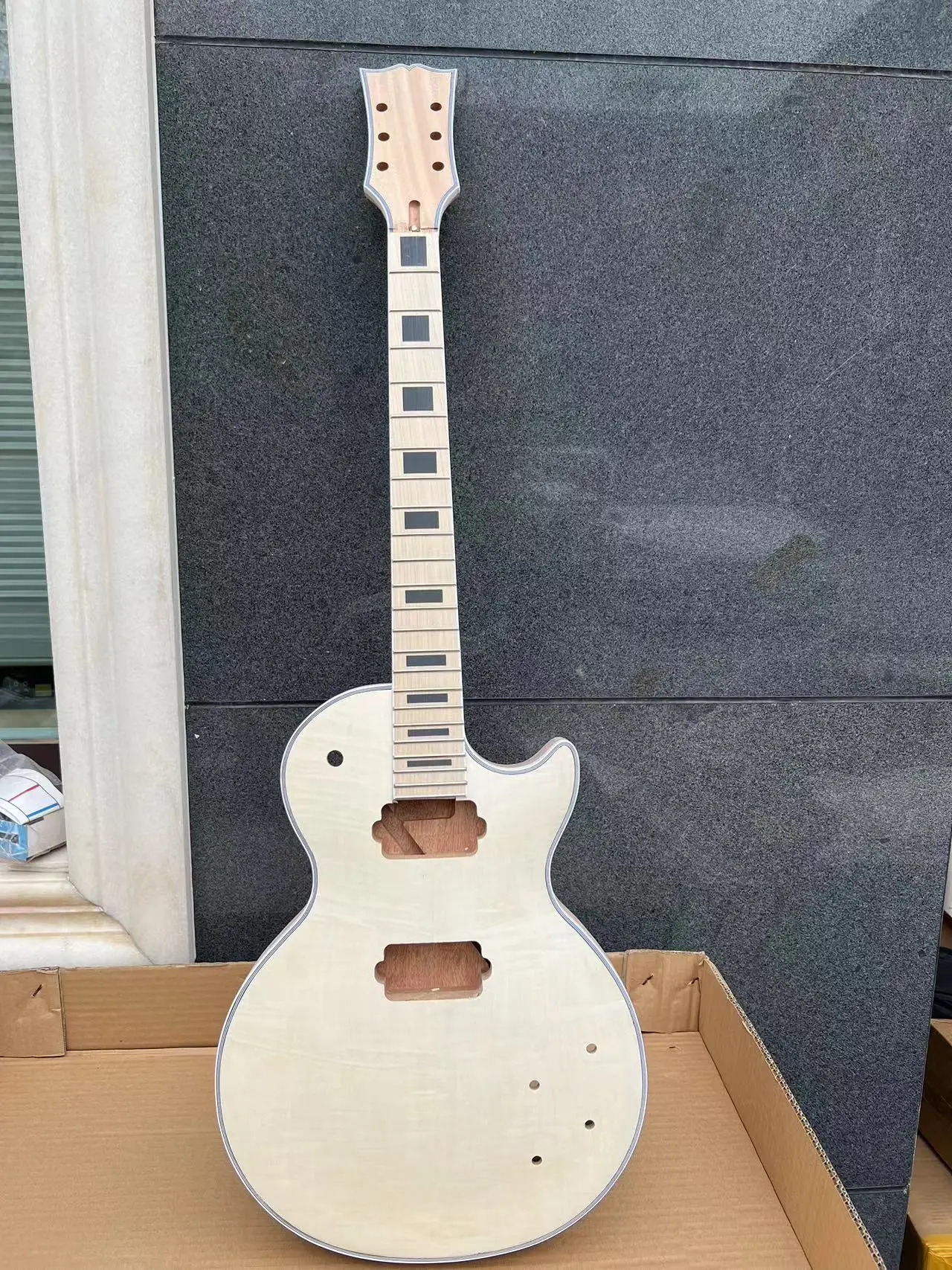 1 set Best New LP style Guitar Maple wood Body and neck DIY Unfinished Electric Guitar accessories