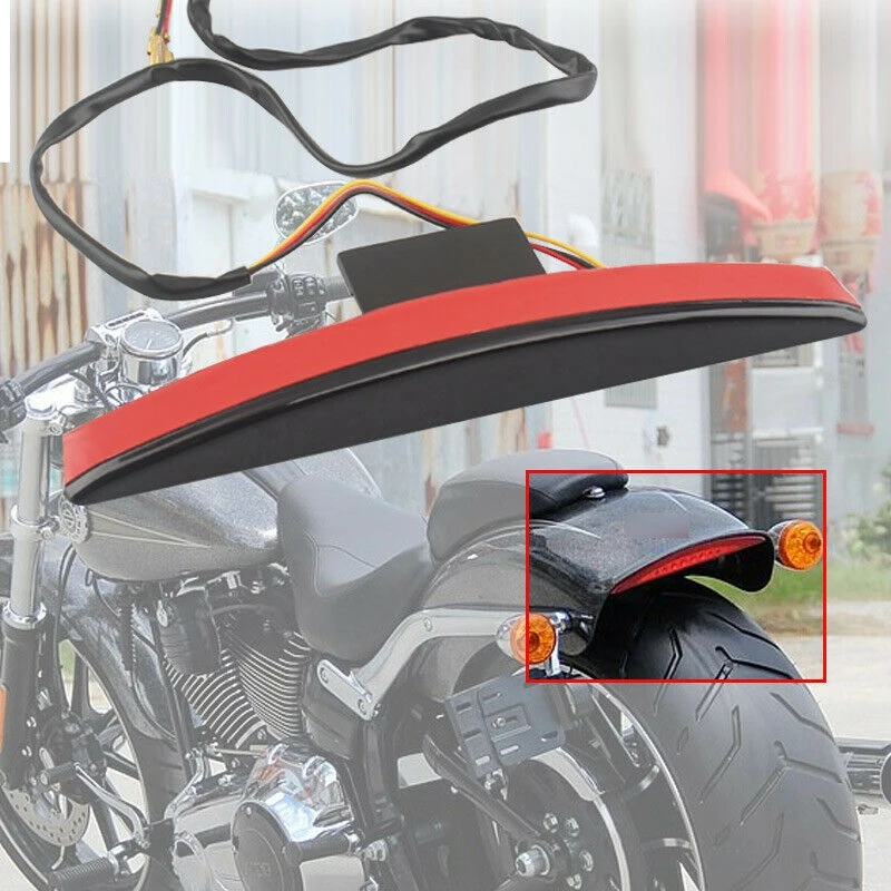 

Motorcycle Rear Fender Tip LED Brake Tail Light Lamp For Breakout FXSB 2013 -2019 Rear Fender Tip Light Black Lens-A02G
