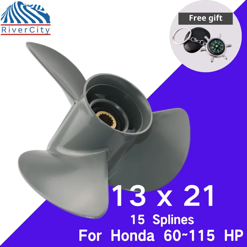 Boat Propeller 13x21 For Honda 60HP 75HP 90HP 115HP 130HP Outboard Screw Boat Motor Aluminum Alloy Propeller 3 Blade 15 Spline