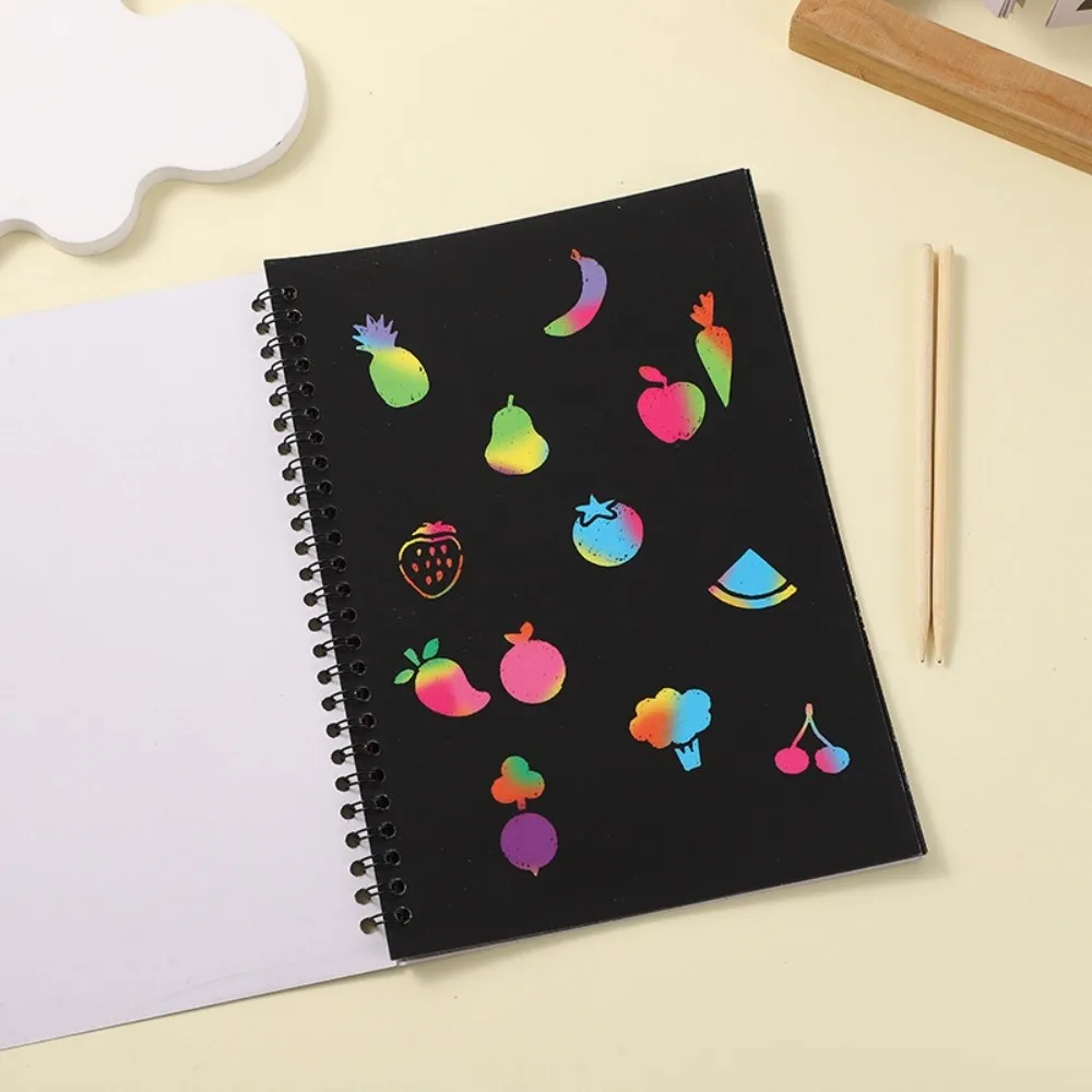 Papel para rascar mágico de arcoíris de dibujos animados DIY con palo de madera libros para colorear pintura juguetes educativos tablero de dibujo para niños