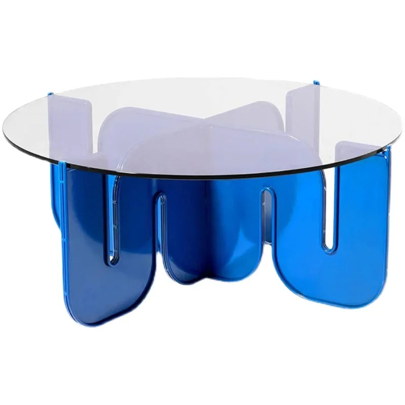 Light Luxury Special-Shaped Wave Acrylic Geometric Coffee Table Simple Living Room Creative round Glass Side Table