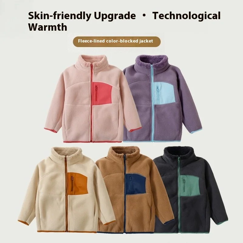 Family Matching Outfit Kids Adults Polar Fleece Hooded Zip Up Jacket Thick Warm Winter Casual Daily Parent-child Outerwear Coat
