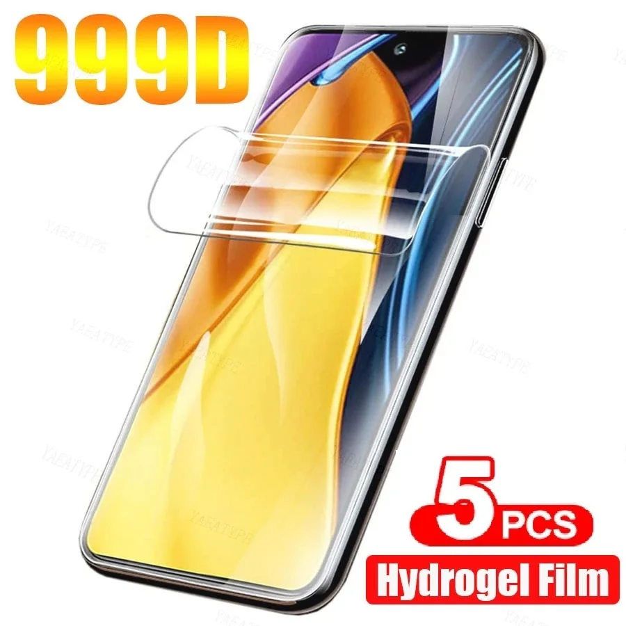 5PCS Hydrogel Film For Poco F5 F4 F3 X5 X4 X3 GT M5S M6 Pro Screen Protector For Xiaomi 13T 12T 11T Black Shark 5 4 Pro