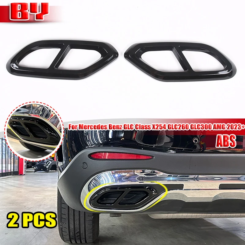 

For Mercedes Benz GLC Class X254 GLC260 GLC300 AMG 2023+ Car Tailpipe Throat Frame Outlet Muffler Bumper Exhaust Pipe Trim Cover