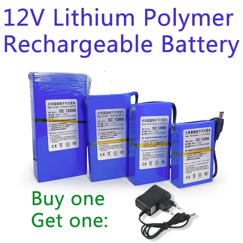 12V Battery Charge Protective DC 12V 20000mAh Lithium Polymer Super Rechargeable Battery Backup Li-ion 12V Battery Pack