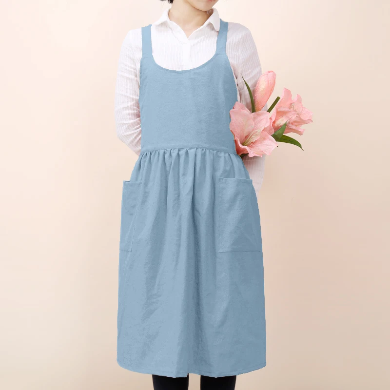 

Korean Cotton Kitchen Apron Sleeveless Apron Fashion Kindergarten Teacher Work Clothes Painting Women Cleaning Bib BBQ Free Ship