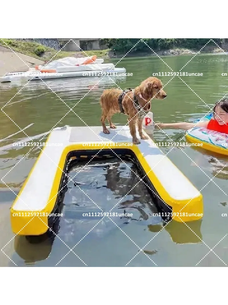 Inflatable Dog Ramp for Pool, Double Deck Dog Ladder Float, Pet Water Toy for Swimming, Durable PVC Boat Accessory for Dogs