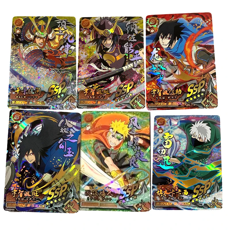 Naruto Ssp Series Uchiha Madara Sasuke Kakashi Anime Characters Bronzing Rare Collection Flash Card Cartoon Toys Christmas Gift