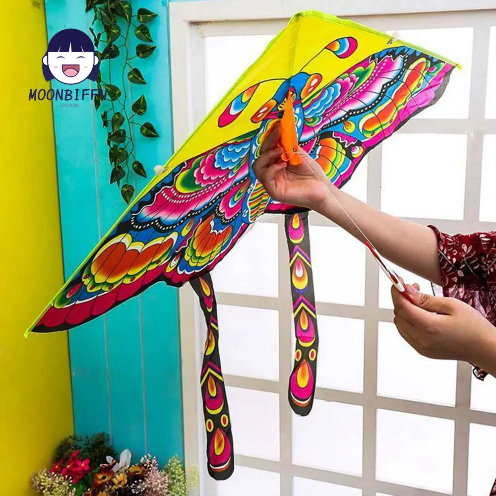 Cometa de mariposa tradicional para niños, cometas de colores medianos, plegable, juguetes de recreación al aire libre, juguete aleatorio, 90cm