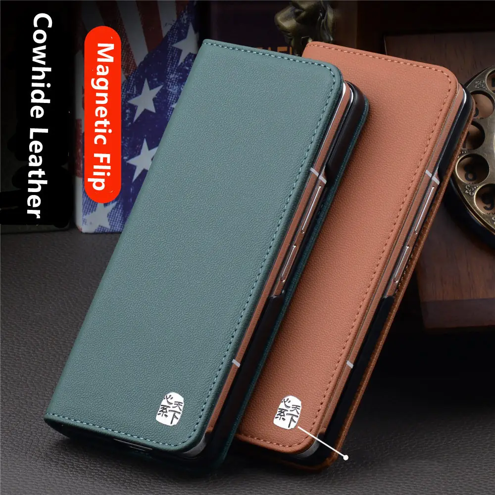 

Genuine Cowhide Leather Magnetic Case for Samsung Galaxy Z Fold7 6 W25 Business Full Cover