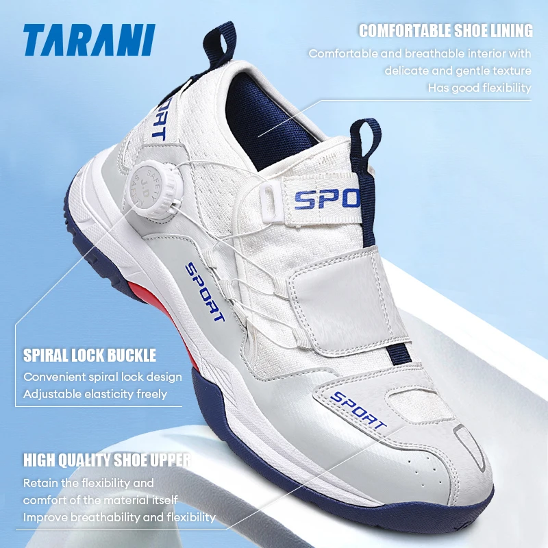 

Lightweight Breathable Badminton Shoes Tennis Shoes for Men Women with Rotating Buckle Shock Absorption Non-Slip Sports Shoes