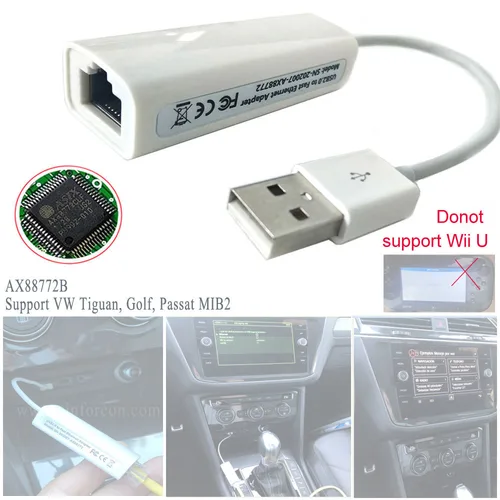 AX88772 USB RJ45 LAN VW Flok Golfmk Passat Mikrotik MIB2 sistema multimedia Flash/Cable de actualización DLink DUB E100 USB Ethernet Dongle