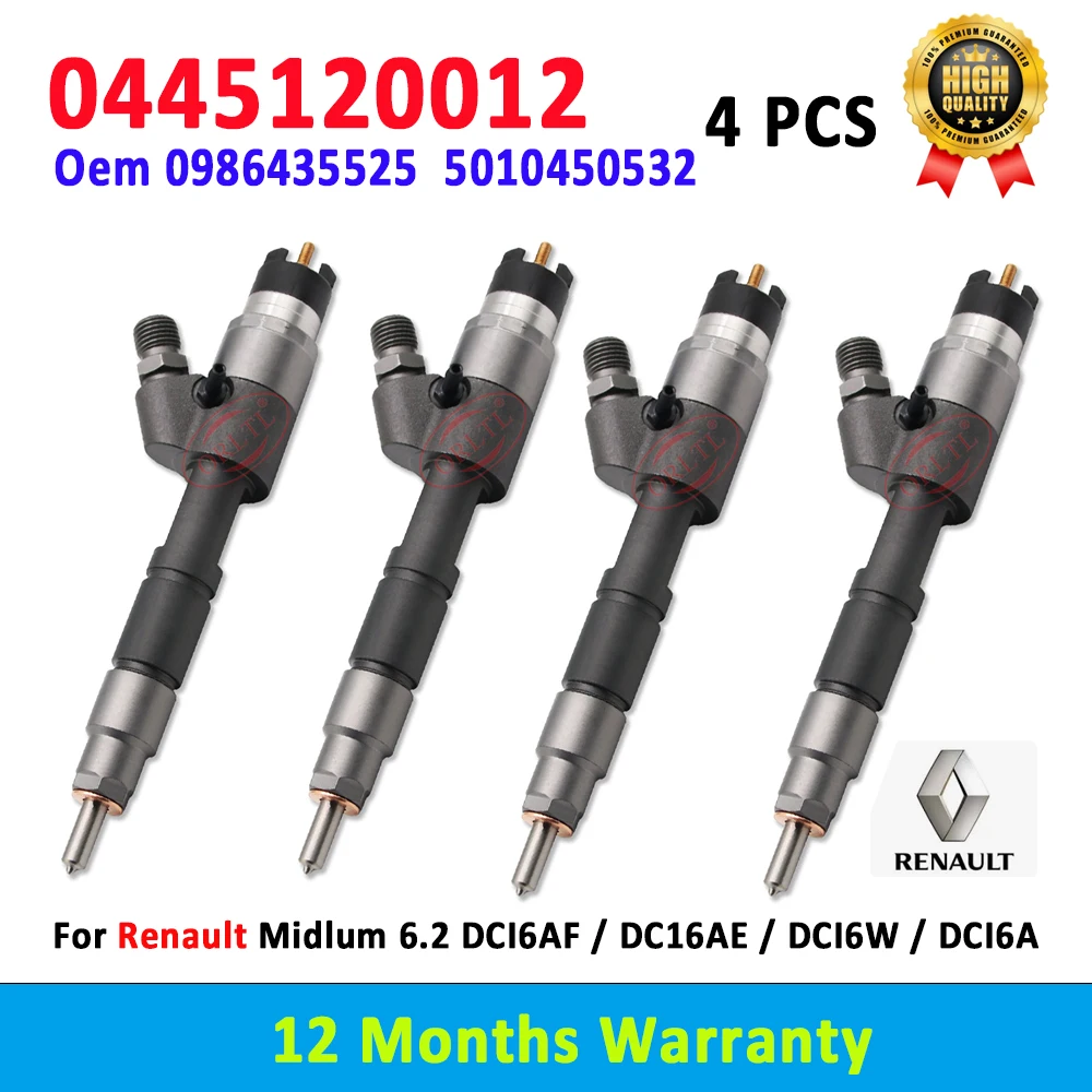 ORLTL 4 PCS 0445120012 5010450532 Diesel Injector 0 445 120 012 for Renault Premiun Midlum Distribution/Lander DCI6W / DCI6A