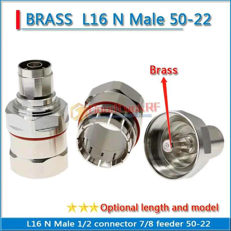 L16 N Male Female 1/2' Connector 50-22 Solder 7/8' Straight Corrugated Cable Feeder RF Adapters Standard Andrew Brass Coaxial