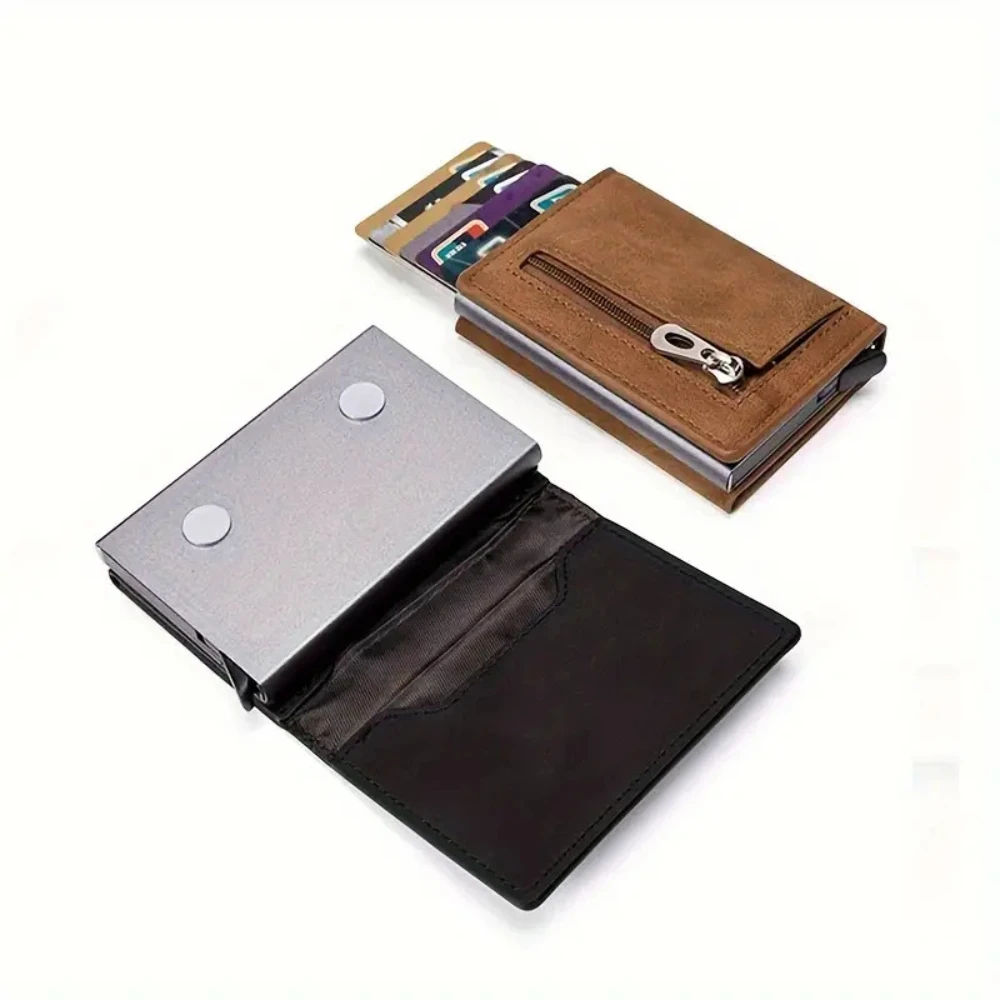 

Противоугонная RFID-челка, автоматический всплывающий футляр для карт, ультратонкий металлический футляр для карт, мужской кошелек из углеродного волокна с несколькими слотами