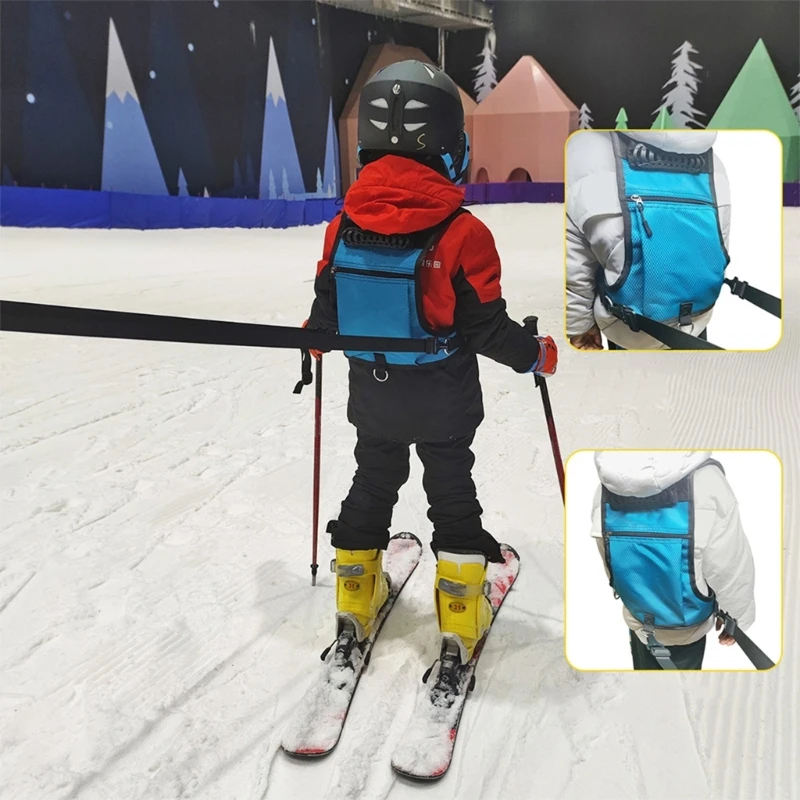 Arnês esqui YD61 para crianças, arnês snowboard com mochila assentos ajustáveis, arnês treinamento snowboard